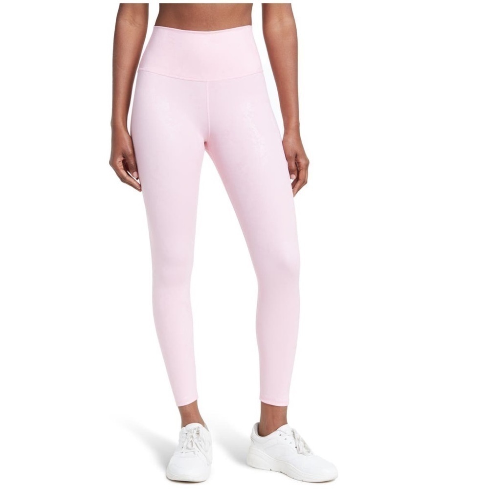 Carbon38 pink metallic snake print high rise 7/8 leggings S NWT